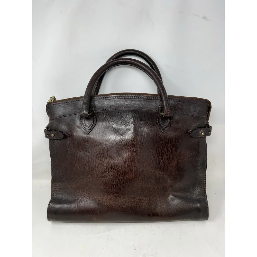 Sandast Sac De Jour Travel Business Bag leather Rare Brown Patina Briefcase
